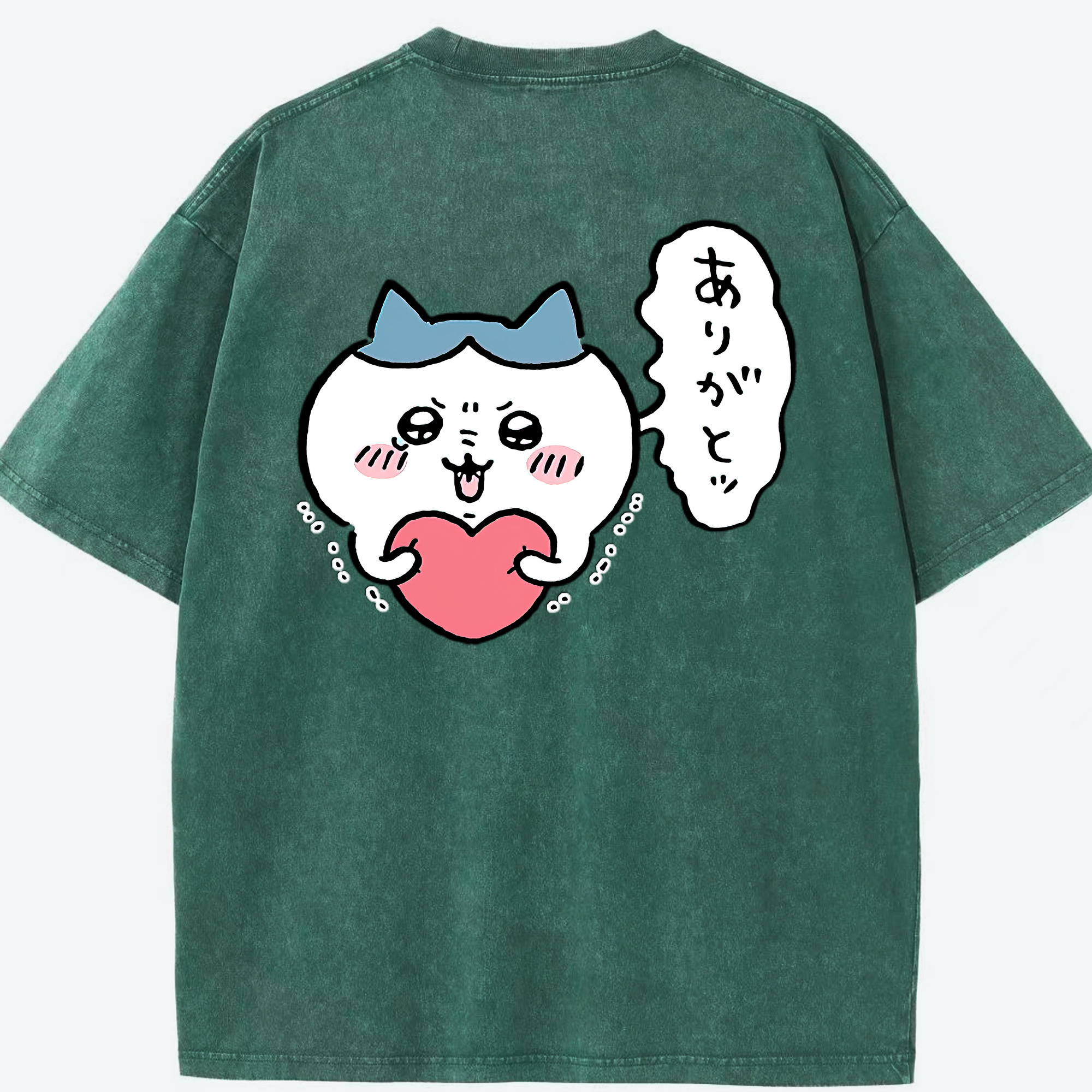 （画像用） ちいかわ ハチワレ Chii-kawa hachiware 綿100% ヴィンテージ風 半袖Tシャツ（背面プリント）